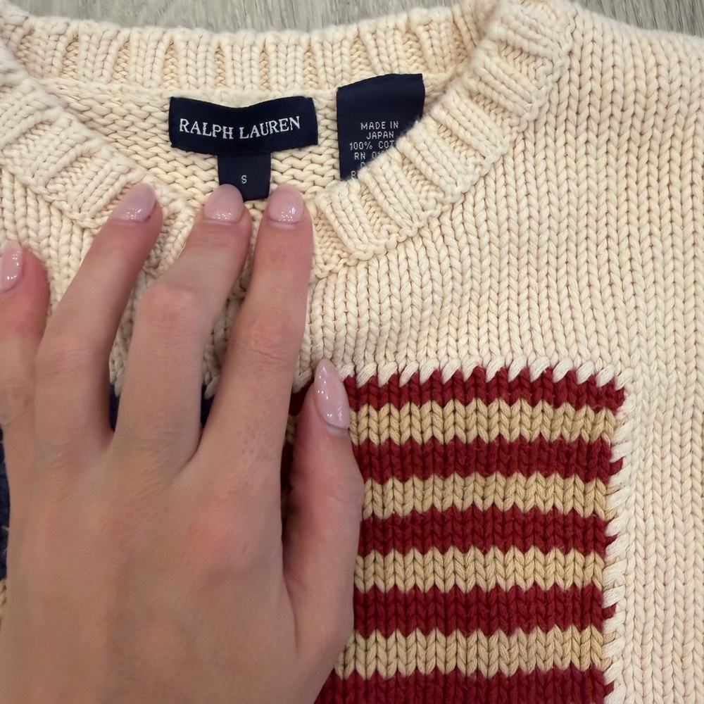 Ralph Lauren Beige Sweater with American Flag - Picture 3 of 3